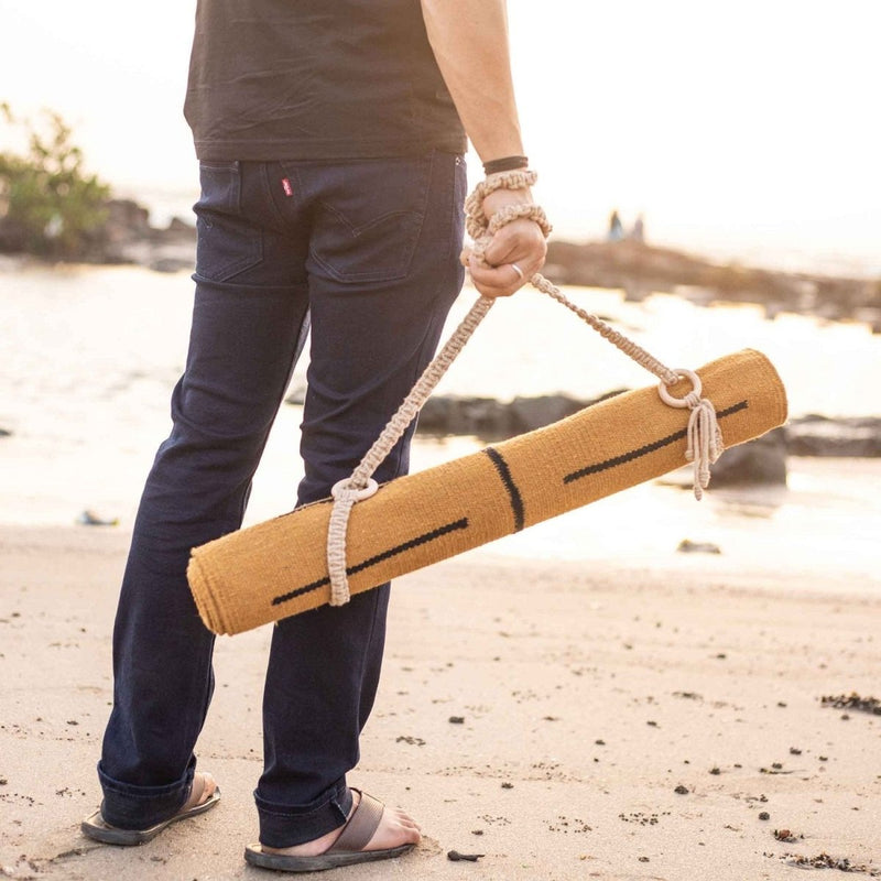 Buy Macrame Mat Carrier Straps 100% Cotton Blissful Beige | Shop Verified Sustainable Yoga Strap on Brown Living™