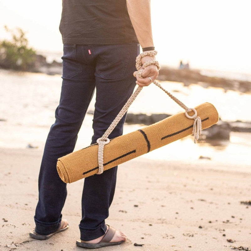 Buy Macrame Mat Carrier Straps 100% Cotton Blissful Beige | Shop Verified Sustainable Yoga Strap on Brown Living™