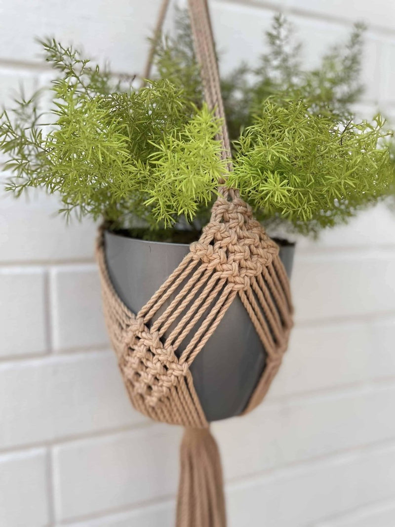 Buy Macrame Plant Hanger Diamond Mesh | Shop Verified Sustainable Pots & Planters on Brown Living™