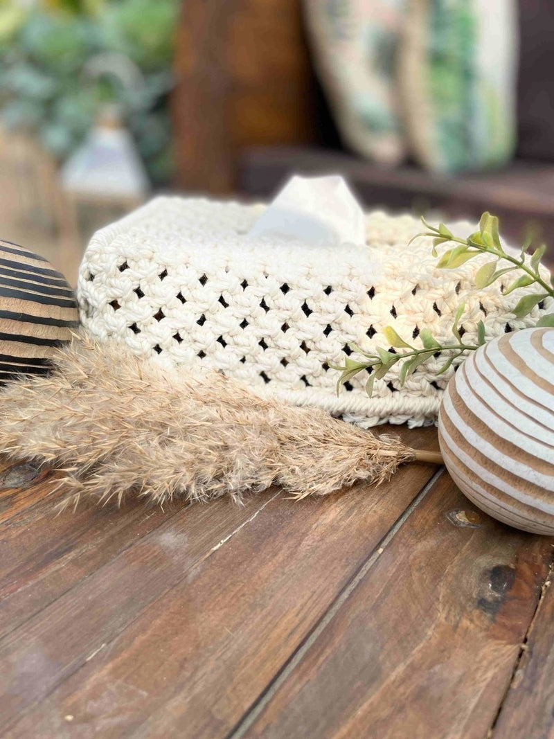 Buy Macrame Tissue Box Cover | Shop Verified Sustainable Table Decor on Brown Living™