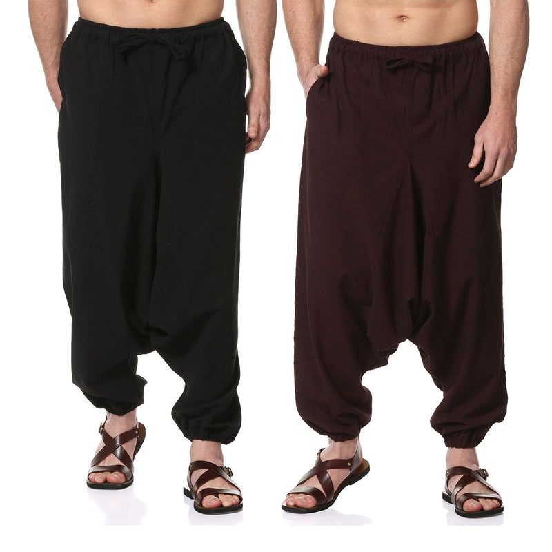 Buy Men's Combo Pack of 2 Harem Pants | Black & Maroon | GSM-170 | Free Size | Shop Verified Sustainable Products on Brown Living