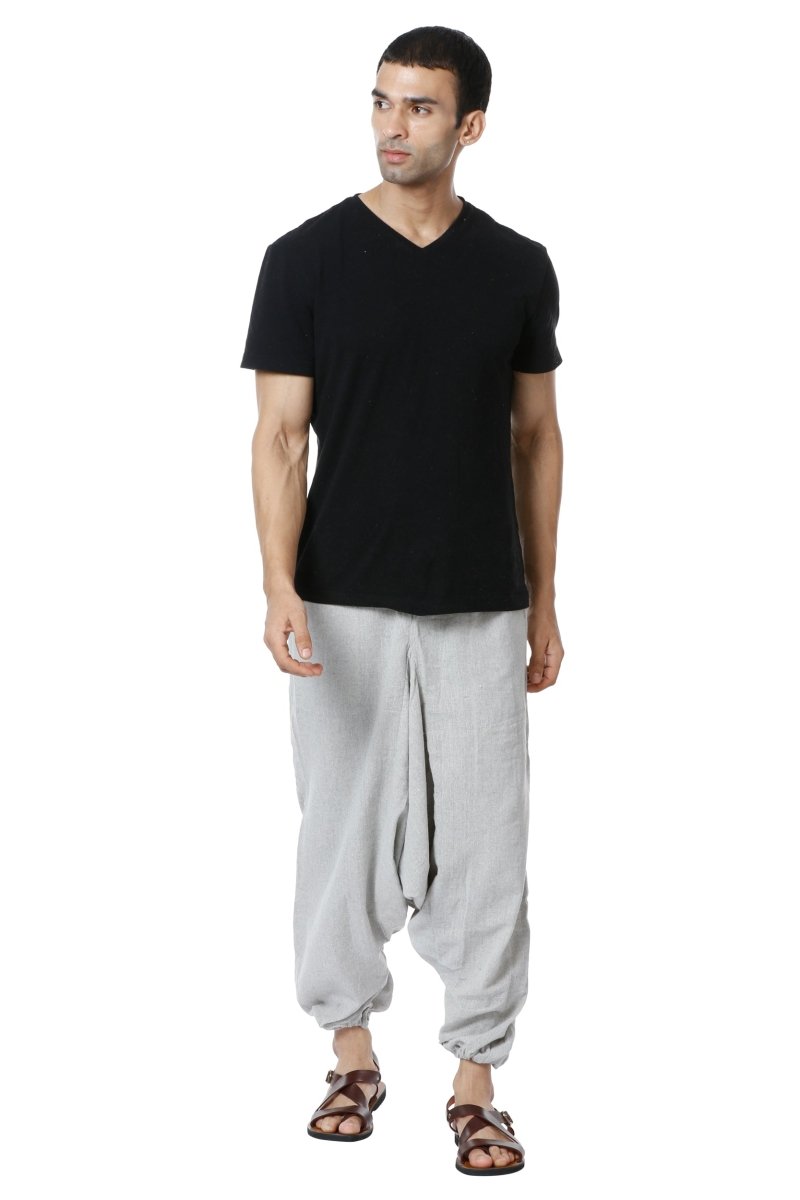 Buy Men's Harem Pack of 2 | Black & Melange Grey | Fits Waist Sizes 28 to 36 Inches | Shop Verified Sustainable Mens Pyjama on Brown Living™