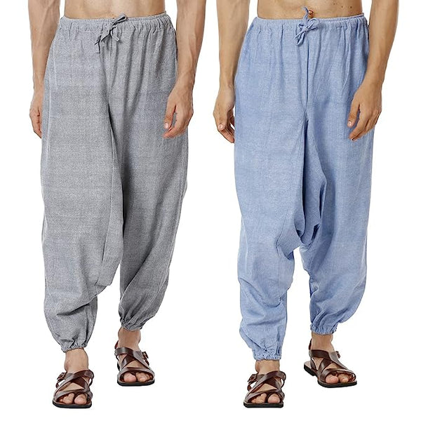 Buy Men's Combo Pack of 2 Harem Pants | Blue and Grey | GSM-170 | Free Size | Shop Verified Sustainable Products on Brown Living