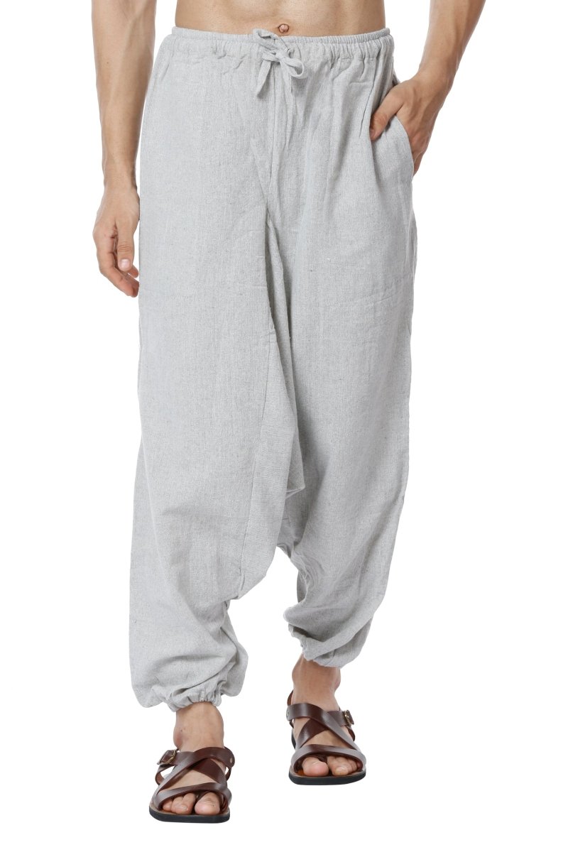 Buy Men's Harem Pack of 2 | Blue and Melange Grey | Fits Waist Sizes 28 to 36 Inches | Shop Verified Sustainable Mens Pyjama on Brown Living™