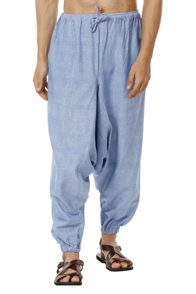 Buy Men's Harem Pack of 2 | Blue and Melange Grey | Fits Waist Sizes 28 to 36 Inches | Shop Verified Sustainable Mens Pyjama on Brown Living™