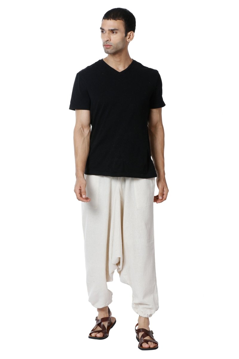 Buy Men's Harem Pack of 2 | Dark Blue & Cream | Fits Waist Sizes 28 to 36 Inches | Shop Verified Sustainable Mens Pyjama on Brown Living™