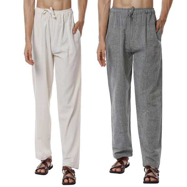 Buy Men's Combo Pack of 2 Lounge Pants | Cream & Grey | GSM-170 | Free Size | Shop Verified Sustainable Products on Brown Living