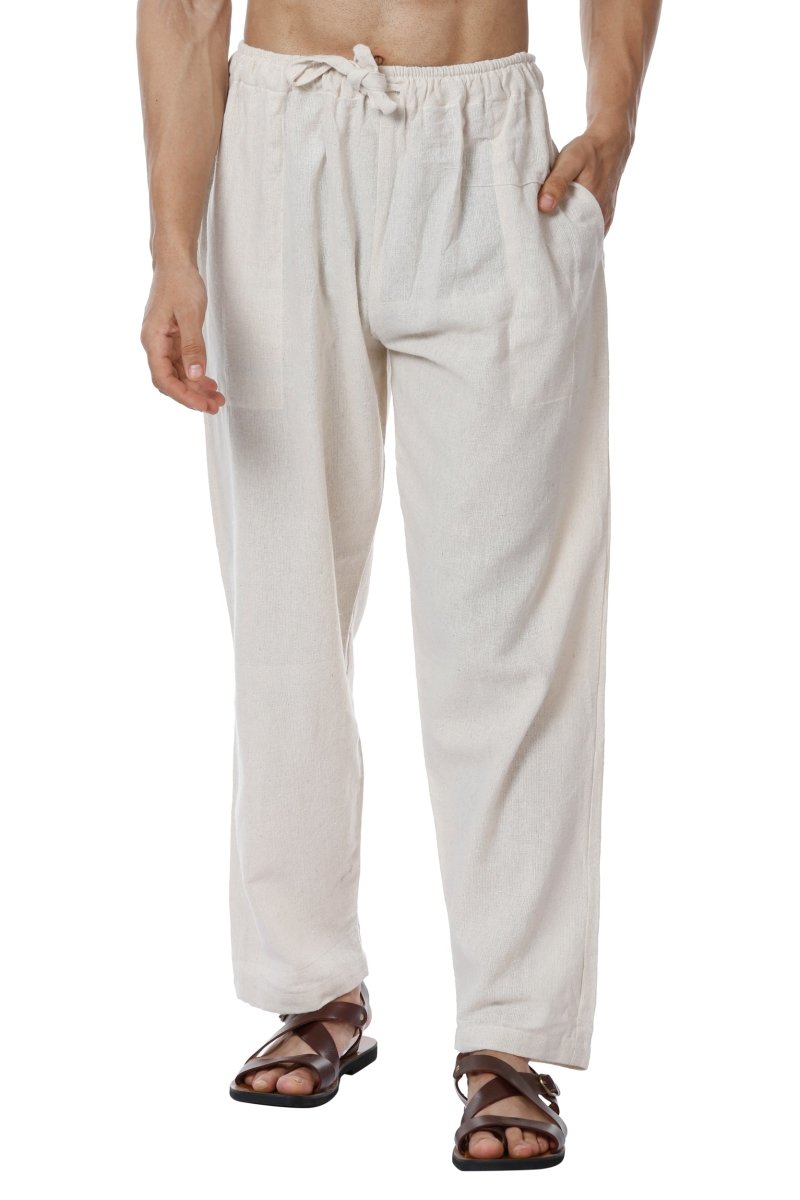 Buy Men's Combo Pack of 2 Lounge Pants | Cream & Grey | GSM-170 | Free Size | Shop Verified Sustainable Products on Brown Living