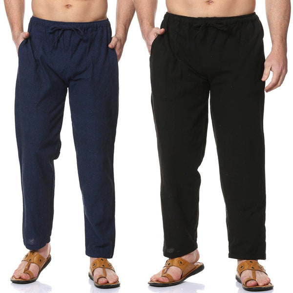 Buy Men's Combo Pack of 2 Lounge Pants | Dark Blue & Black | GSM-170 | Free Size | Shop Verified Sustainable Products on Brown Living