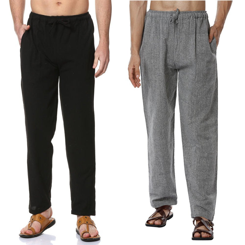 Buy Men's Pyjama Pack of 2 | Grey & Black | Fits Waist Sizes 28" to 36" | Shop Verified Sustainable Mens Pyjama on Brown Living™