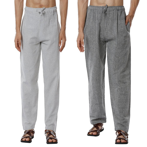 Buy Men's Combo Pack of 2 Lounge Pants | Grey & Melange Grey | GSM-170 | Free Size | Shop Verified Sustainable Products on Brown Living