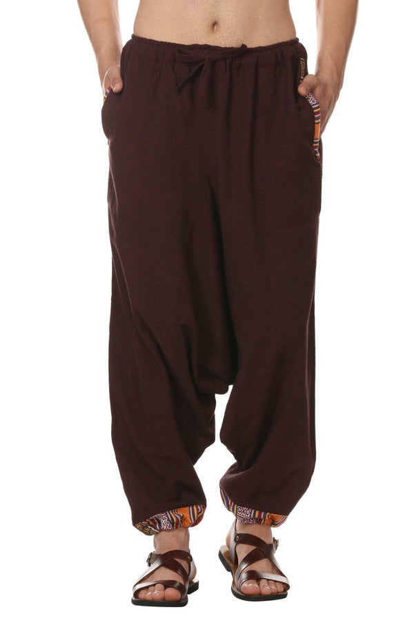 Buy Men's Tribal Harem | Maroon | Fits Waist Sizes 28 to 36 Inches | Shop Verified Sustainable Mens Pyjama on Brown Living™