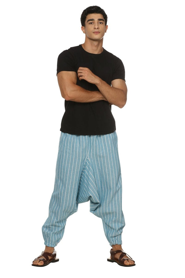 Buy Men's Harem Pant | Blue Stripes | Fits Waist Size 26" to 38" | Shop Verified Sustainable Products on Brown Living