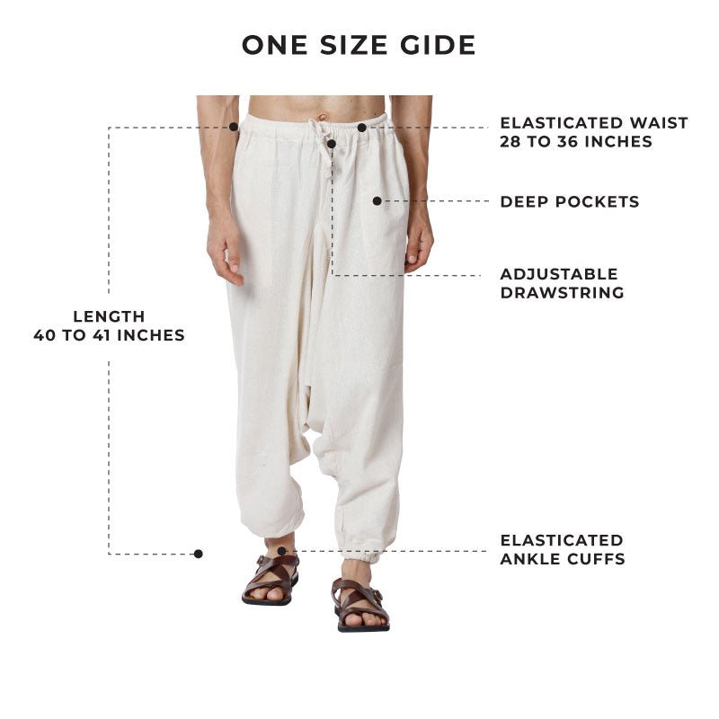 Buy Men's Harem Pant | Cream | Fits Waist Size 28" to 36" | Shop Verified Sustainable Mens Pyjama on Brown Living™