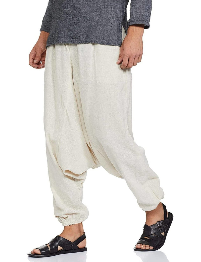 Buy Men's Harem Pant | Cream | Fits Waist Size 28" to 36" | Shop Verified Sustainable Mens Pyjama on Brown Living™