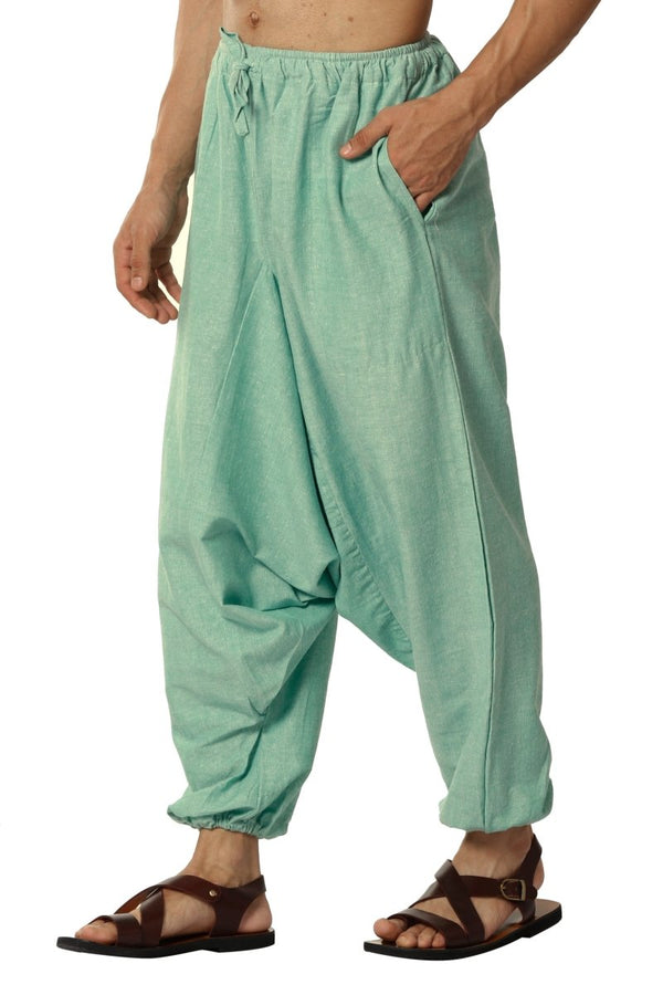 Buy Men's Harem Pants | Green | GSM - 170 | Free Size | Shop Verified Sustainable Products on Brown Living