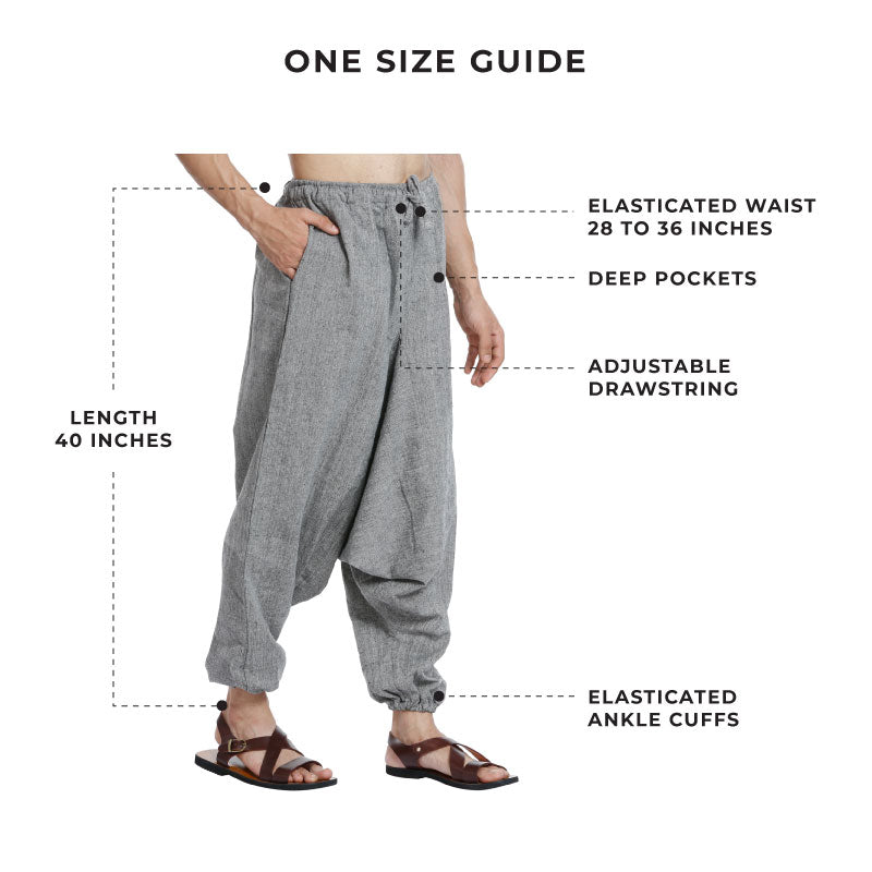 Buy Men's Harem Pants | Grey | Fits Waist Size 26" to 38" | Shop Verified Sustainable Products on Brown Living