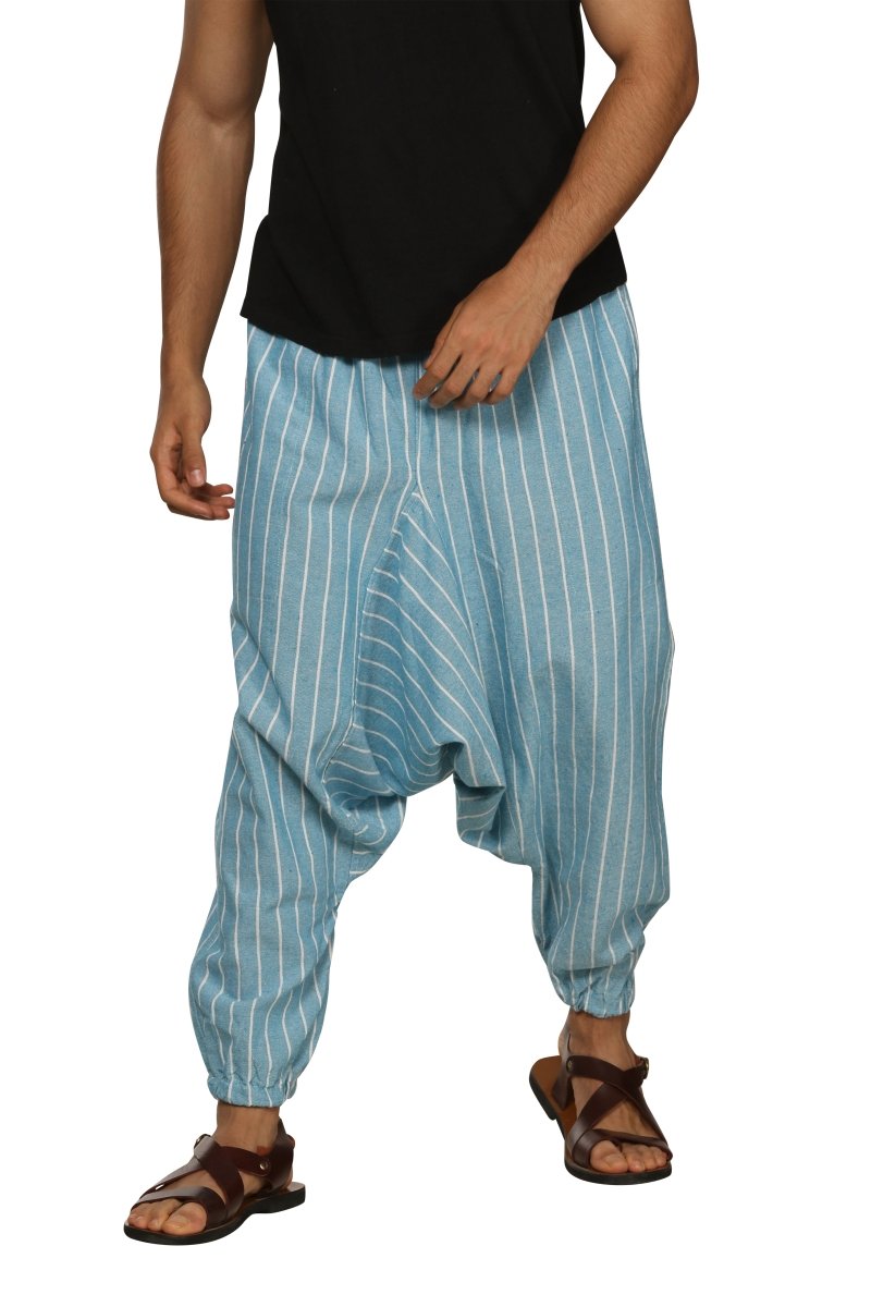 Buy Men's Harem Pants Pack of 2| Blue & Black Stripes | Fits Waist Size 28 to 36 inches | Shop Verified Sustainable Mens Pyjama on Brown Living™