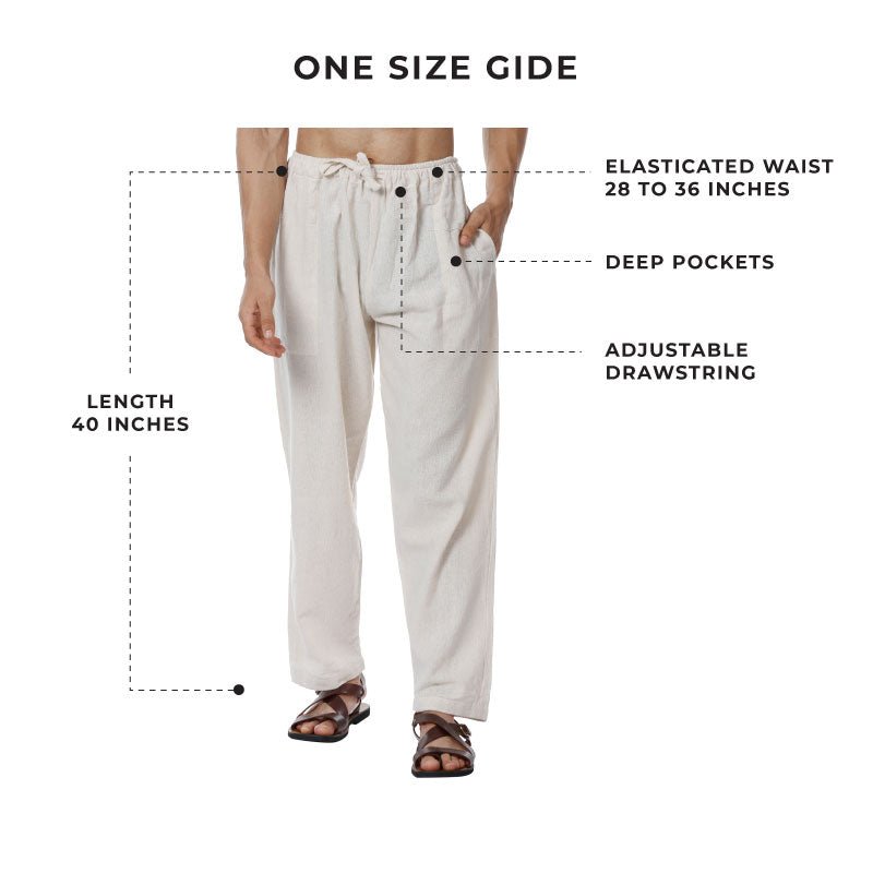 Buy Men's Lounge Pant | Cream | Fits Waist Size 28 to 36 inches | Shop Verified Sustainable Mens Pyjama on Brown Living™