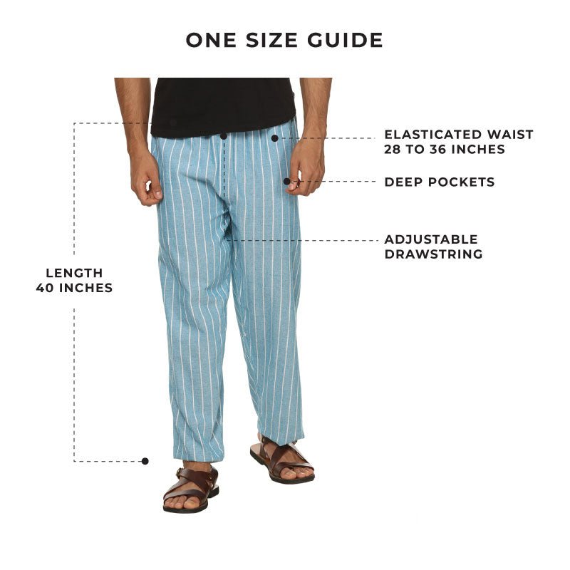 Buy Men's Pyjama Pack of 2 | Dark Blue & Blue Stripes | Fits Waist Sizes 28" to 36" | Shop Verified Sustainable Mens Pyjama on Brown Living™