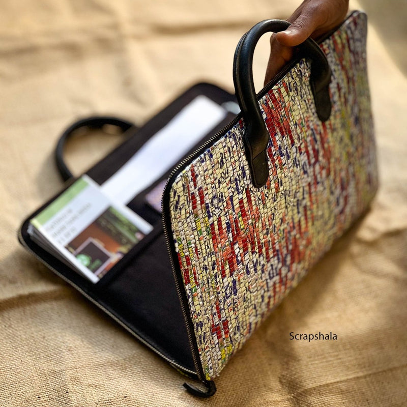 Buy Minimalist Laptop Sleeve Bag | Upcycled Plastic | Handloom Textile | Water-Resistant | Tube Handle | Shop Verified Sustainable Laptop Sleeve on Brown Living™