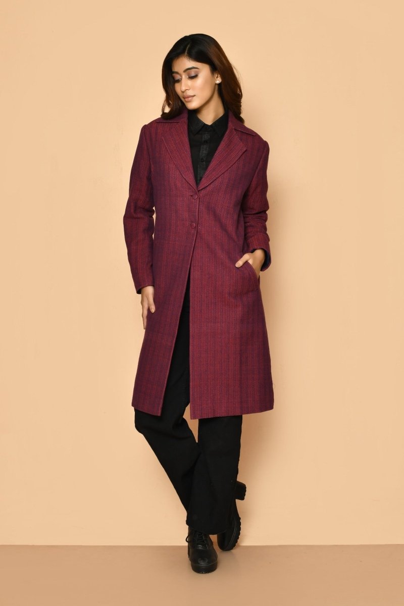 Buy Mrinal Handloom Cotton Trench Coat Jacket for Women | Shop Verified Sustainable Womens Jacket on Brown Living™