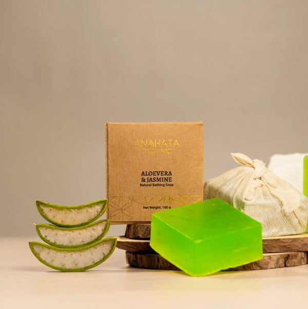 Buy Natural Bathing Soap Aloe Vera & Jasmine- 100 gm | Shop Verified Sustainable Body Soap on Brown Living™