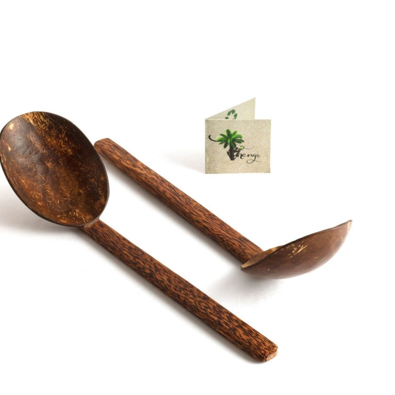 Buy Natural Handmade Coconut Shell Serving Spoon(Set of 2) | Shop Verified Sustainable Cookware on Brown Living™