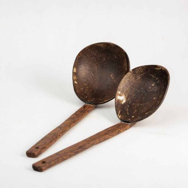 Buy Natural Handmade Coconut Shell Serving Spoon(Set of 2) | Shop Verified Sustainable Cookware on Brown Living™