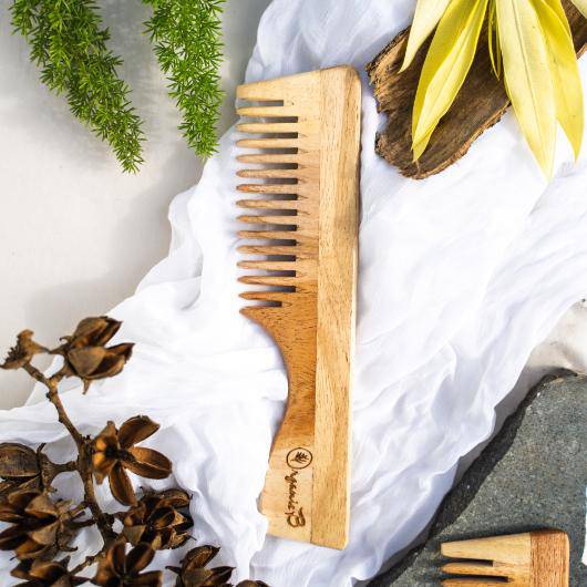 Buy Neem Wood handle Comb for Shampoo and Detangling | Shop Verified Sustainable Hair Comb on Brown Living™