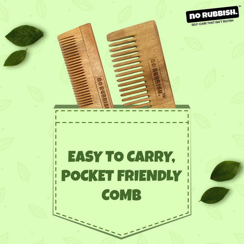 Buy Neem Wooden Comb (Pack of 1) | For Dandruff Free | Infused with Neem and Tulsi | Regular Unisex Comb | Shop Verified Sustainable Hair Comb on Brown Living™