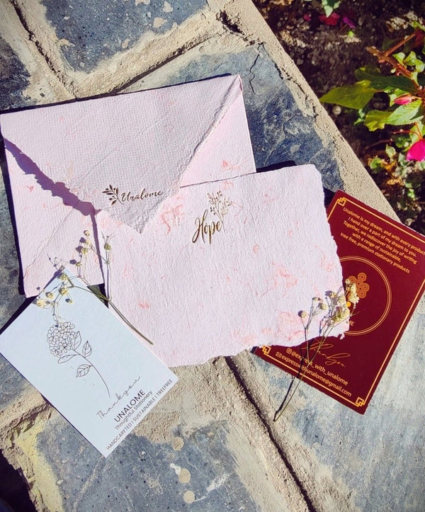 Buy Note Cards in Recycled Pink Textile Paper | Shop Verified Sustainable Products on Brown Living