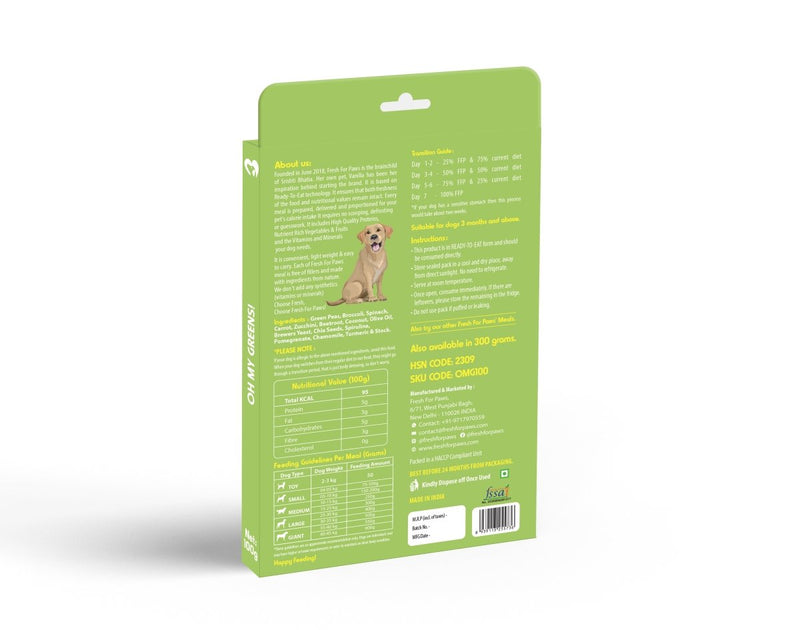 Buy Oh My Greens | 100 gram pack of 3 | Shop Verified Sustainable Pet Food on Brown Living™