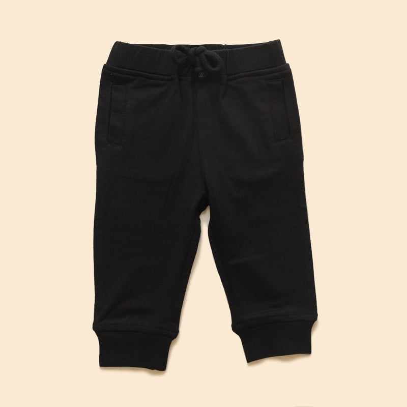 Buy Organic Cotton Baby Joggers- Black | Shop Verified Sustainable Kids Pajamas on Brown Living™