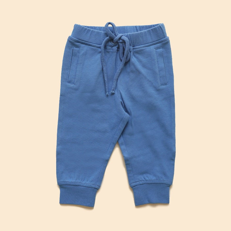 Buy Organic Cotton Baby Joggers- Blue | Shop Verified Sustainable Products on Brown Living