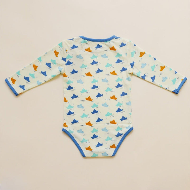 Buy Organic Cotton Full Sleeve Bodysuit- Paper Boat | Shop Verified Sustainable Kids Onesies on Brown Living™