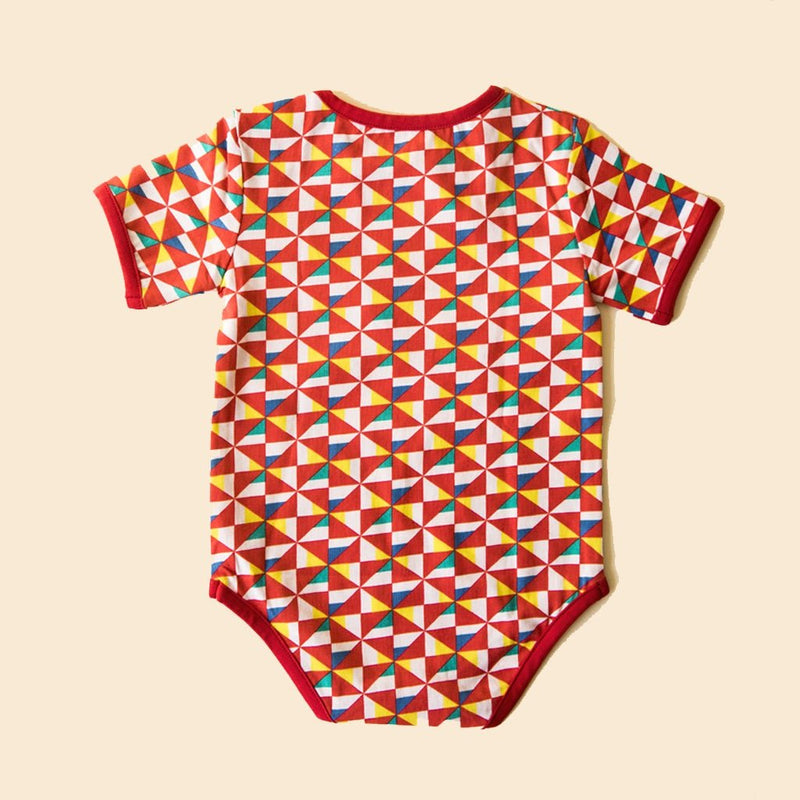 Buy Organic Cotton Half Sleeves Bodysuit- Pinwheel Parade | Shop Verified Sustainable Kids Onesies on Brown Living™