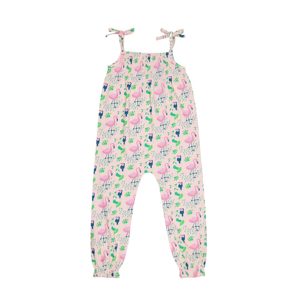 Organic Cotton Jumpsuit- Flamingo Forrest | Verified Sustainable Kids Onesies on Brown Living™