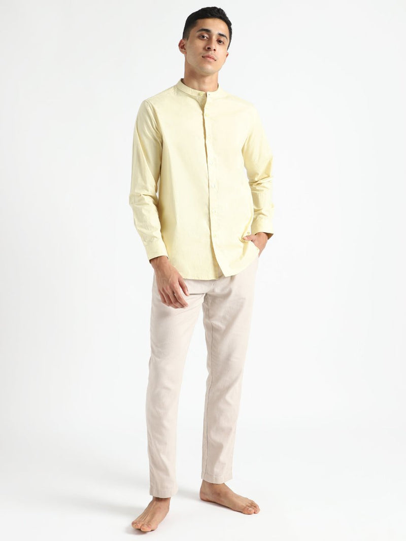 Buy Organic Cotton & Naturally Dyed Mens Round Neck Lemon Yellow Shirt | Shop Verified Sustainable Mens Shirt on Brown Living™