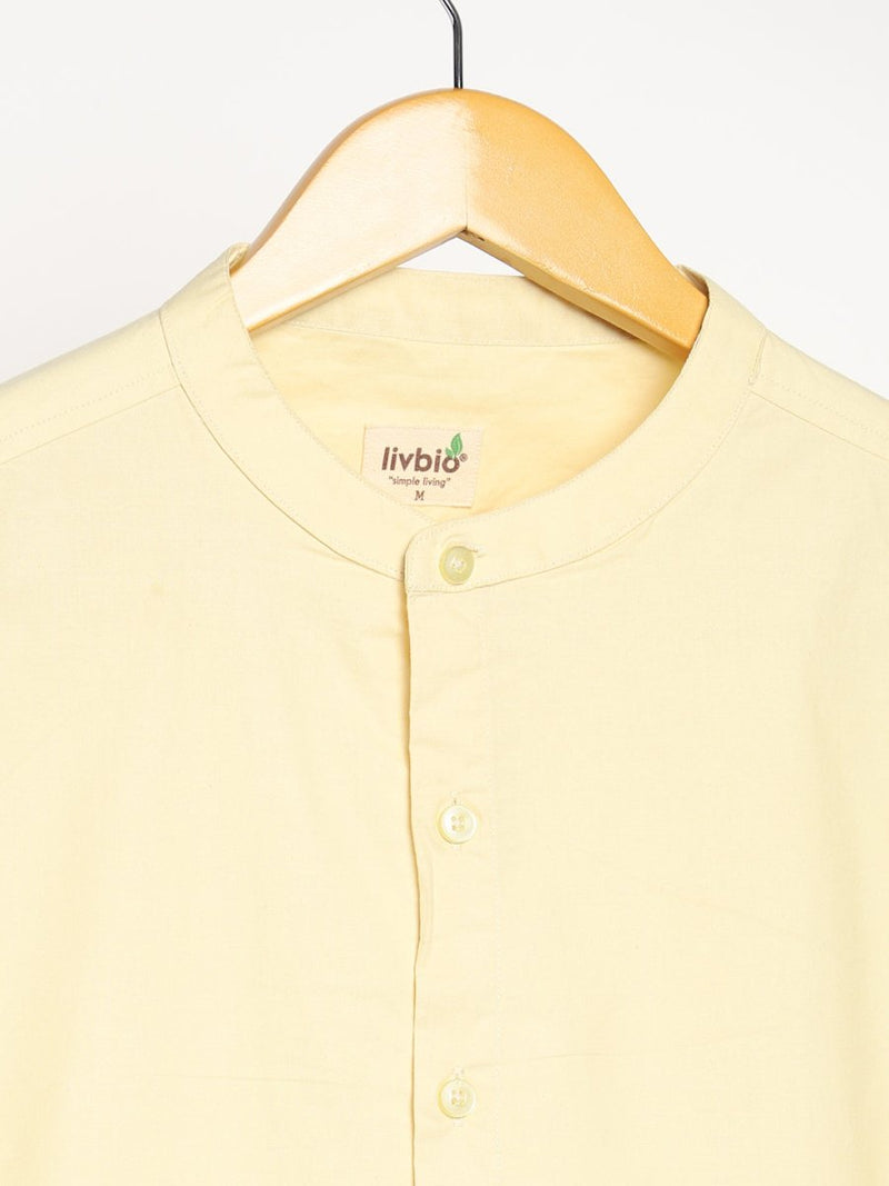 Buy Organic Cotton & Naturally Dyed Mens Round Neck Lemon Yellow Shirt | Shop Verified Sustainable Mens Shirt on Brown Living™