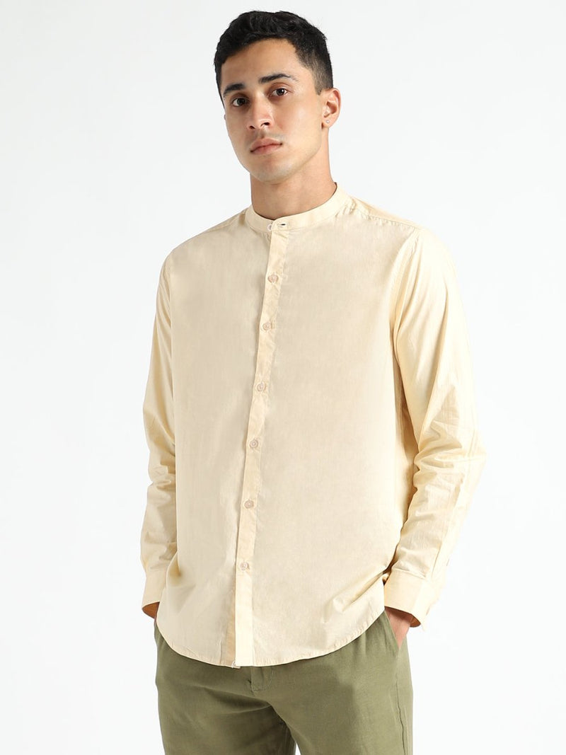 Buy Organic Cotton & Naturally Dyed Mens Round Neck Pale Apricot Shirt | Shop Verified Sustainable Mens Shirt on Brown Living™