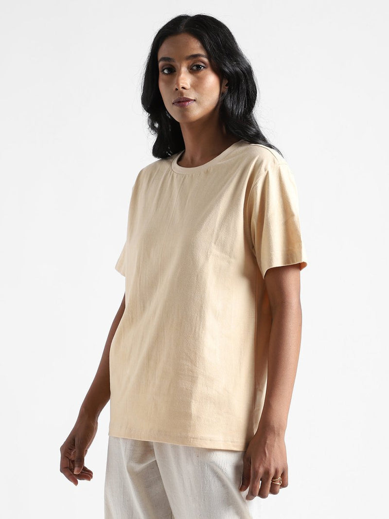 Buy Organic Cotton & Naturally Dyed Rust Cream Women's T-shirt | Shop Verified Sustainable Womens T-Shirt on Brown Living™