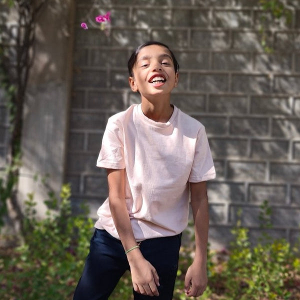 Buy Organic Cotton & Naturally Fiber Dyed Baby Pink Kids T-shirt | Shop Verified Sustainable Kids T-Shirts on Brown Living™