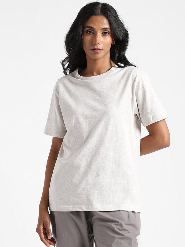 Buy Organic Cotton & Naturally Fiber Dyed Grey Melange Women's T-shirt | Shop Verified Sustainable Womens T-Shirt on Brown Living™