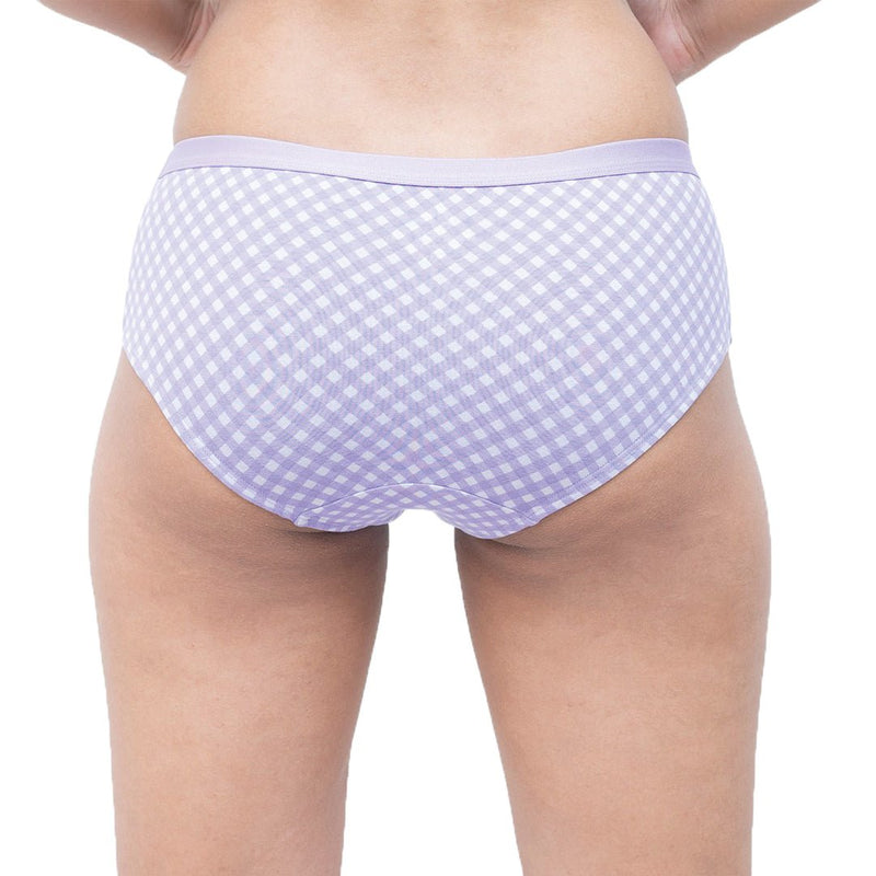 Organic Everyday Hipster Panty- Lavender Checks (3pc) | Verified Sustainable Womens Underwear on Brown Living™