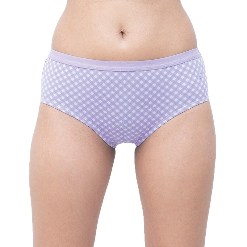 Organic Everyday Hipster Panty- Lavender Checks (3pc) | Verified Sustainable Womens Underwear on Brown Living™