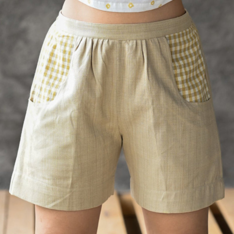 Buy Organic Handloom Shorts- Fern | Shop Verified Sustainable Products on Brown Living