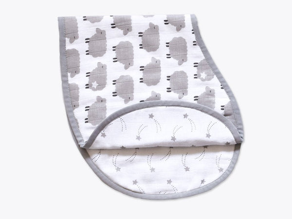 Buy Organic Muslin Burp Cloth & Bib Counting Sheep | Shop Verified Sustainable Baby Bibs & Hanky on Brown Living™