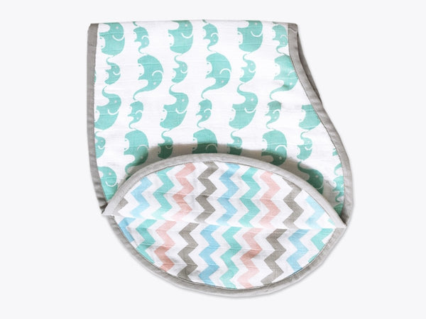 Buy Organic Muslin Burp Cloth & Bib Elephant Parade | Shop Verified Sustainable Baby Bibs & Hanky on Brown Living™