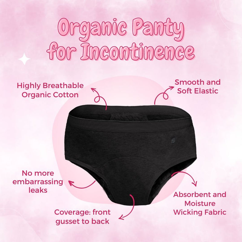 Buy Organic Reusable Incontinence Underwear For Women- Black | Shop Verified Sustainable Womens Underwear on Brown Living™